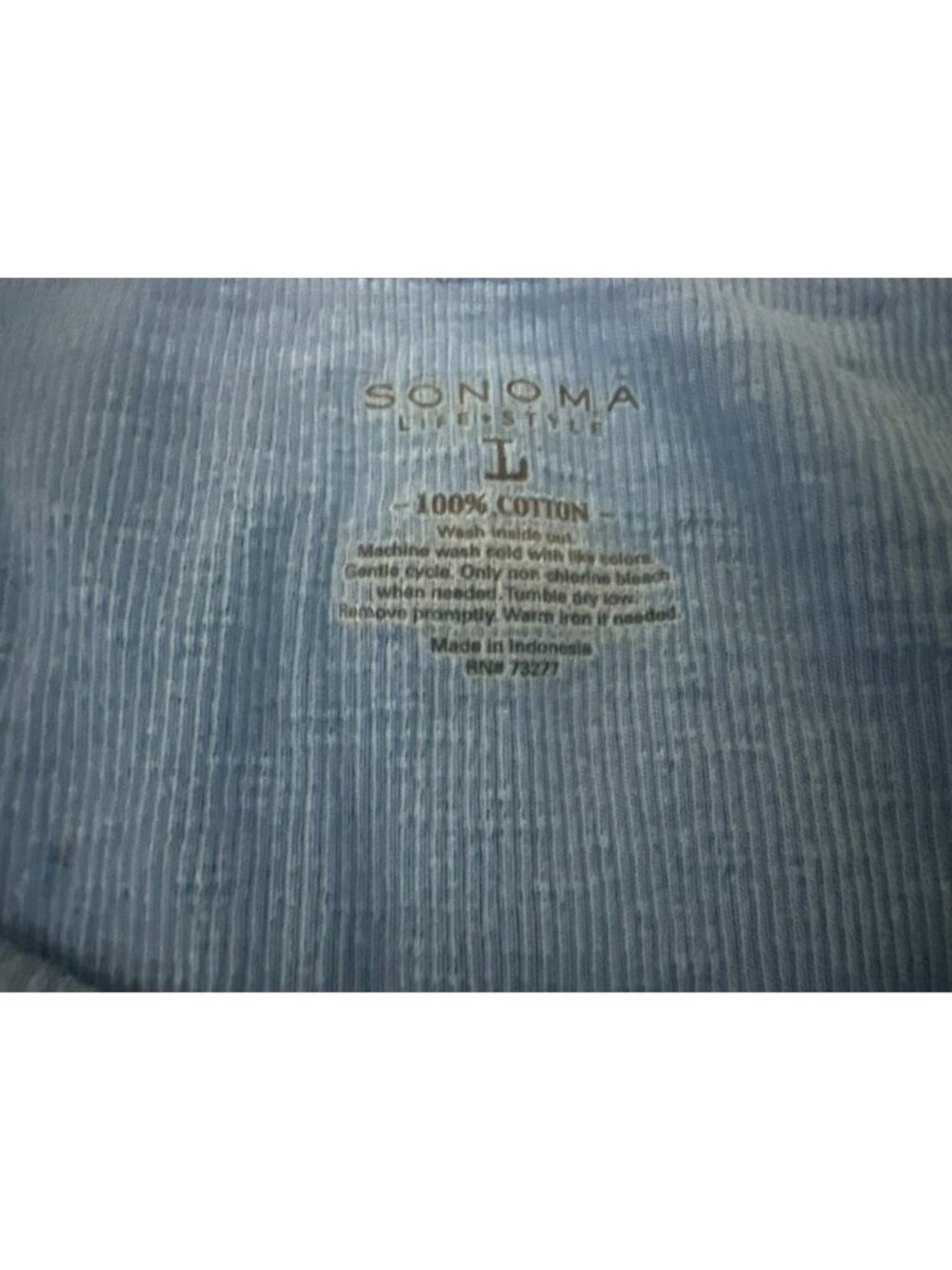 Sonoma Lifestyle Womens Blue Henley Top Large Graphic Boho Artsy Ribbed - Picture 3 of 5